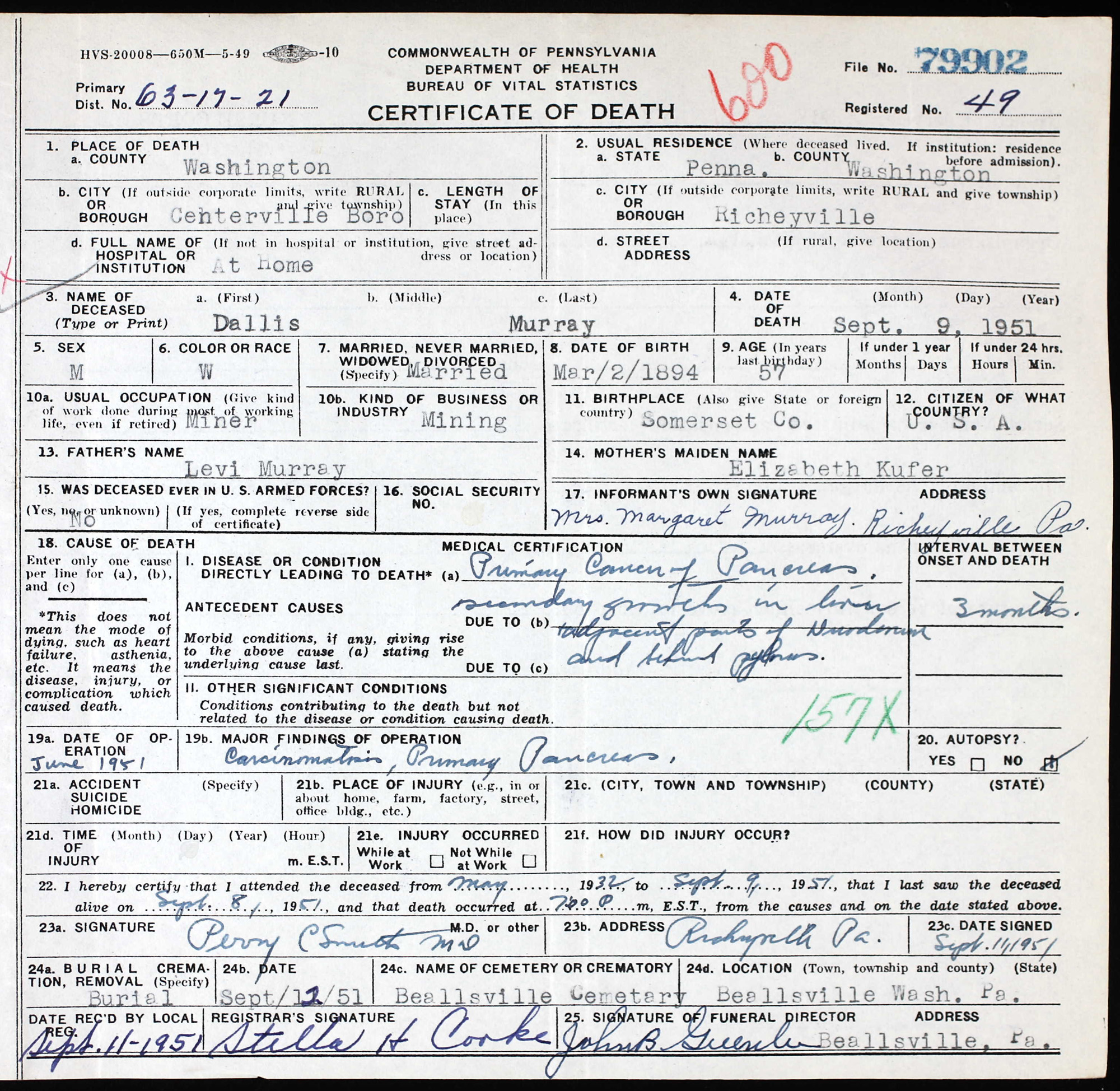 death certificate